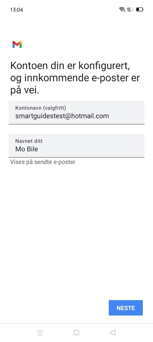 Gi kontoen din et navn, og skriv inn navnet ditt. Velg NESTE