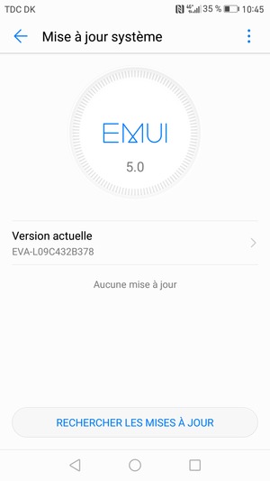 Si votre téléphone est à jour, vous verrez l'écran suivant