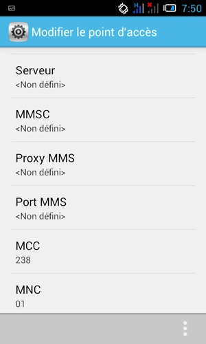 Faites défiler vers le bas et saisissez les informations MMS