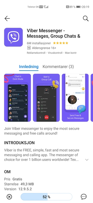 Vent til installasjonen er ferdig