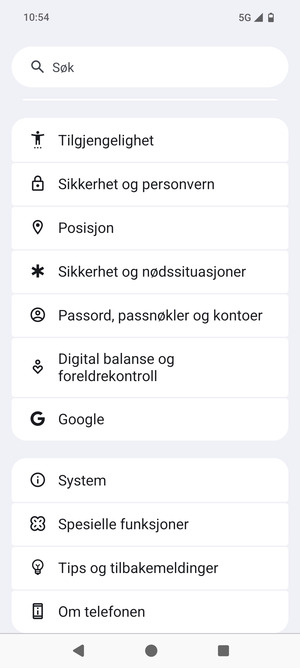 Bla til og velg System