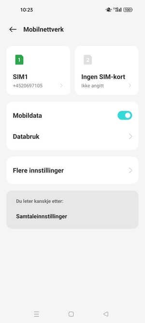 Velg SIM1 eller SIM2