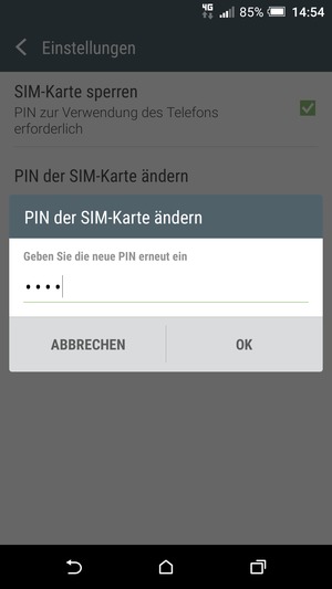 Bestätigen Sie Ihre neue PIN für SIM-Karte und wählen Sie OK