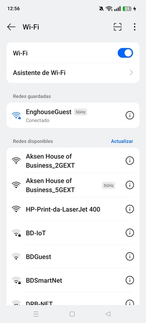 Ahora está conectado a la red Wi-Fi