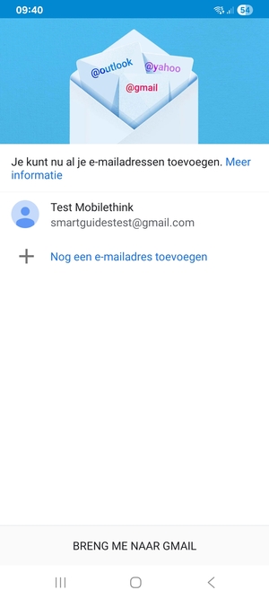 Selecteer BRENG ME NAAR GMAIL