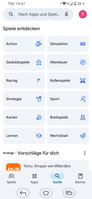 Wählen Sie die Suchleiste