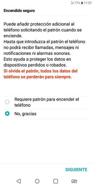 Seleccione la opción deseada y seleccione SIGUIENTE