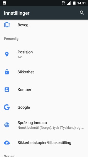 Bla til og velg Sikkerhet