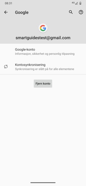 Velg Kontosynkronisering