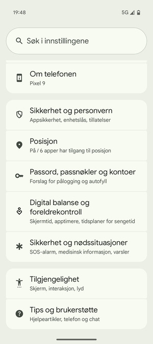 Bla til og velg Passord, passnøkler og kontoer