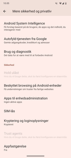 Scroll til og vælg SIM-lås