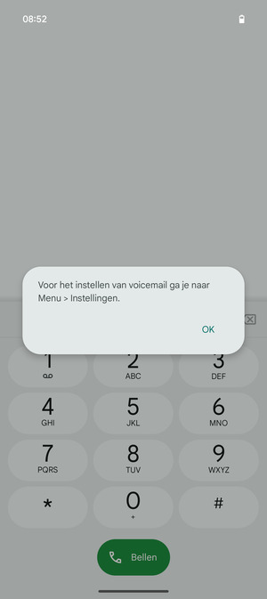 Als uw voicemail niet geïnstalleerd is, selecteert u OK