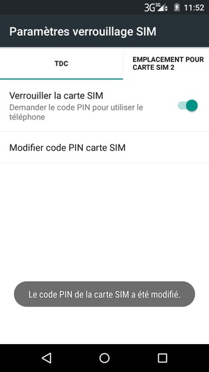 Votre code PIN de la carte SIM a été modifié