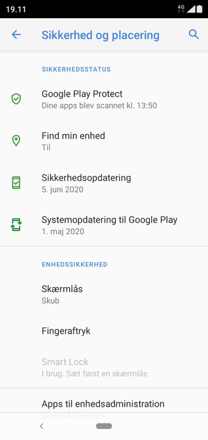 For at aktivere din skærmlås, vælg Skærmlås
