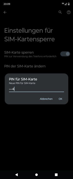 Geben Sie Ihre Neue PIN für SIM-Karte ein und wählen Sie OK