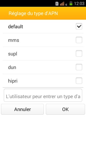 Cochez la case default et sélectionnez OK