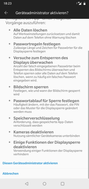 Scrollen Sie und wählen Sie Diesen Geräteadministrator aktivieren