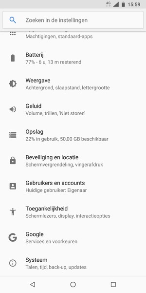 Scroll naar en selecteer Systeem