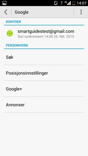 Velg sikkerhetskopi-kontoen din