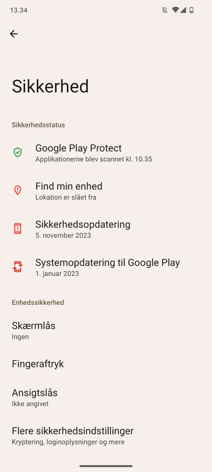 Vælg Skærmlås
