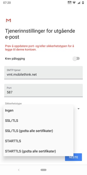 Velg Ingen og NESTE