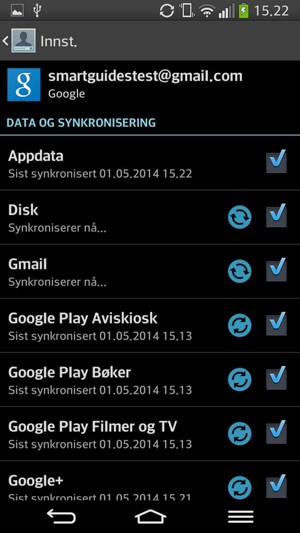 Din informasjon blir synkronisert