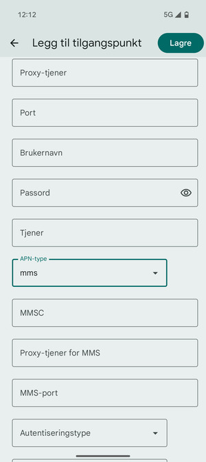 Bla ned og skriv inn MMS-informasjon