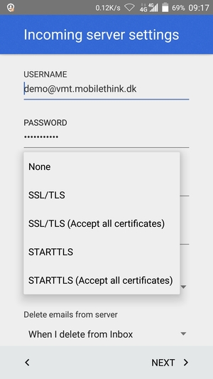 Select None and NEXT