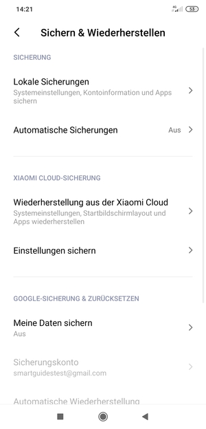 Wählen Sie Meine Daten sichern