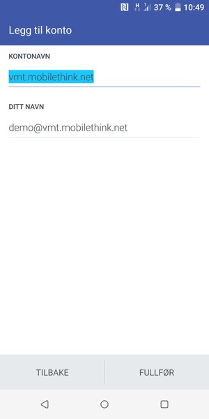 Gi kontoen din et navn, og skriv inn navnet ditt. Velg FULLFØR