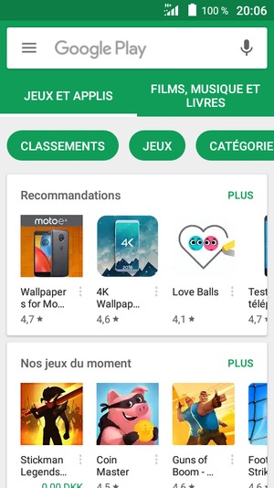 Sélectionnez la barre de Recherche