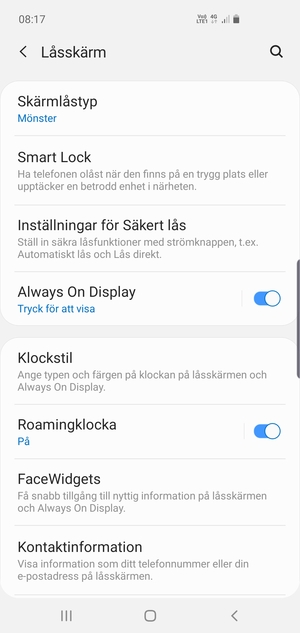 Din telefon är nu säkrad med ett skärmlås