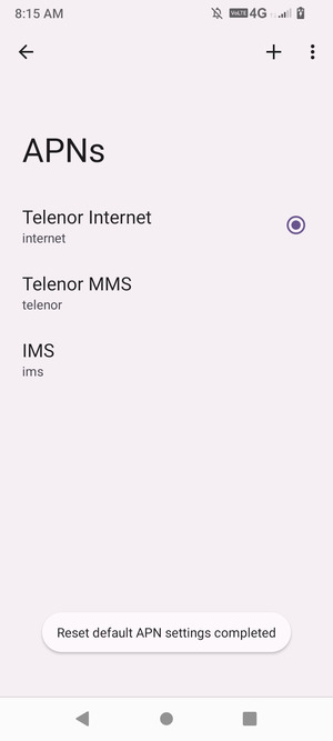 Your phone will reset to default Internet and MMS settings