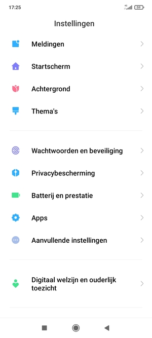 Scroll naar en selecteer Wachtwoorden en beveiliging