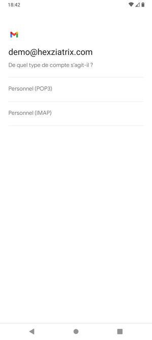 Sélectionnez Personnel (POP3) ou Personnel (IMAP)
