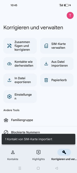 Ihre Kontakte werden in Ihrem Google Konto gespeichert und auf Ihrem Handy gespeichert, wenn Google das nächste Mal synchronisiert wird.