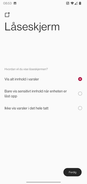 Velg ønsket alternativ og velg Ferdig