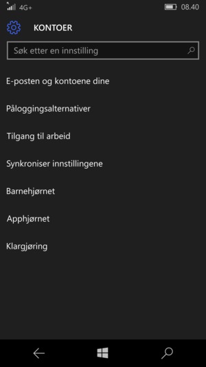 Velg E-posten og kontoene dine