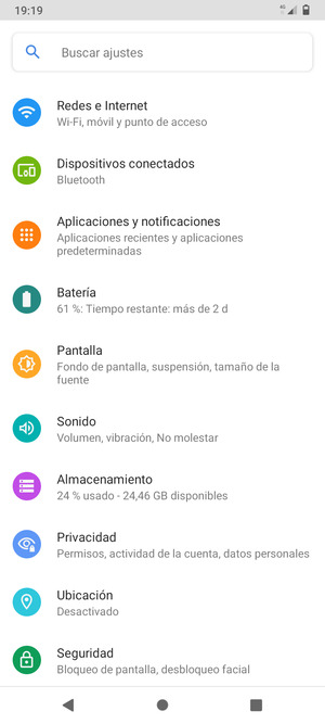 Vuelva al menú Ajustes y seleccione Batería