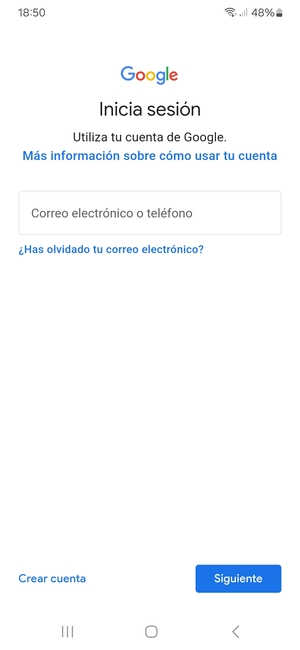 Introduzca su dirección de Gmail y seleccione Siguiente