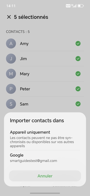 Sélectionnez votre compte Google