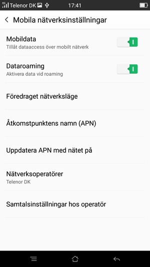 Slå på eller stäng av Dataroaming