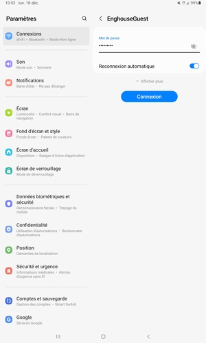 Saisissez le mot de passe du Wi-Fi et sélectionnez Connexion