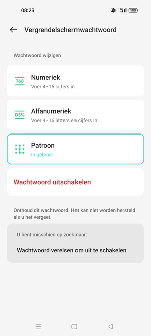 Uw telefoon is nu beveiligd met een schermvergrendeling