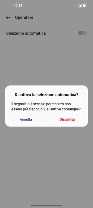 Seleziona Disabilita