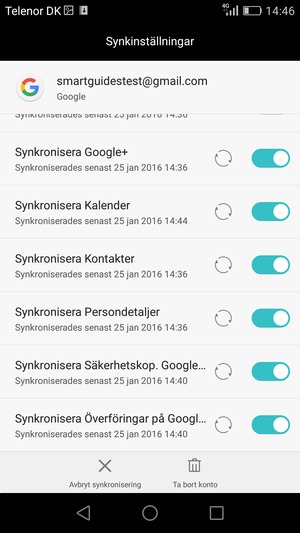 Din information kommer att synkroniseras