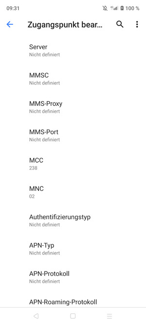 Scrollen Sie nach unten und geben Sie MMS-Informationen ein