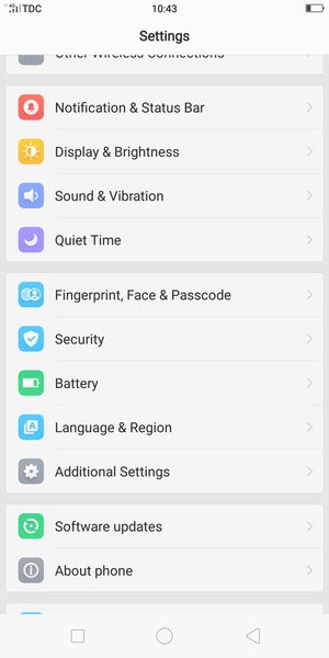 Scroll to and select Additional Settings