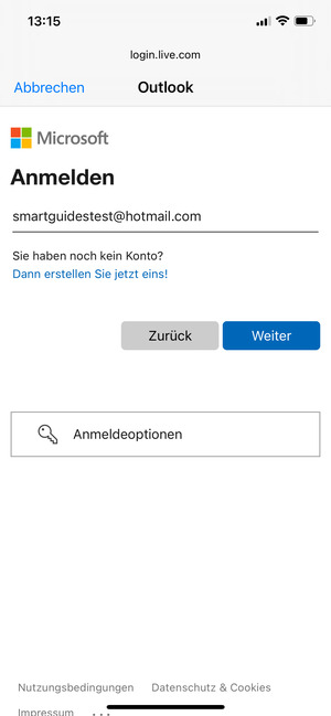 Geben Sie Ihre E-Mail-Adresse ein und wählen Sie Weiter