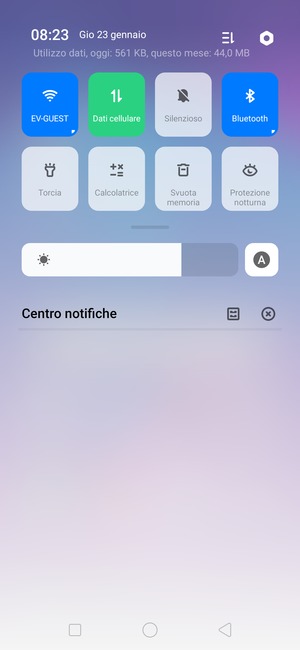 Scorri nuovamente verso il basso il menu in alto